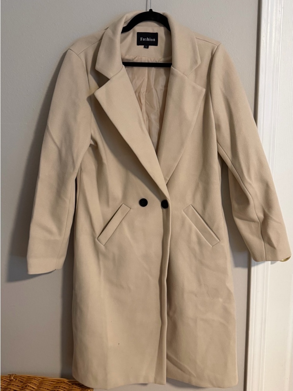 Fashion Cream Double-Breasted Trench Coat